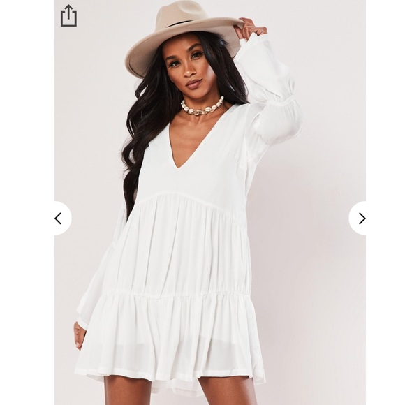Missguided Dresses & Skirts - New Missguided white tiered v neck smock dress